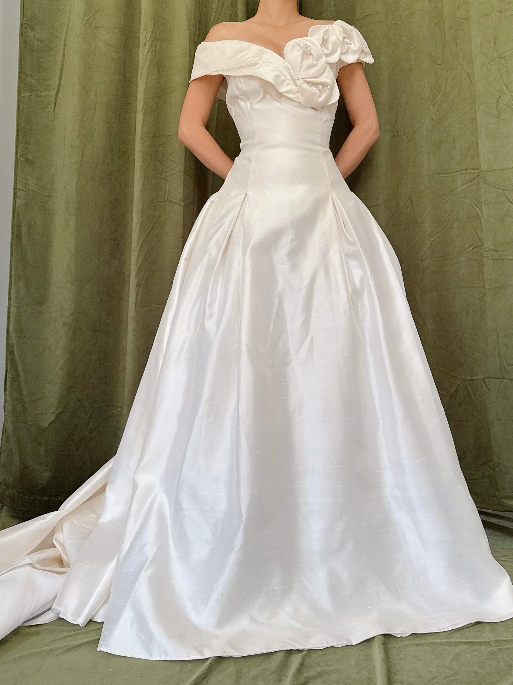 Vintage Silk Calla Lily Gown - M