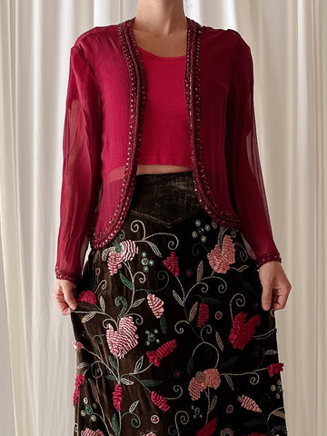 Vintage SCALA Ruby Silk Bolero - Size 12