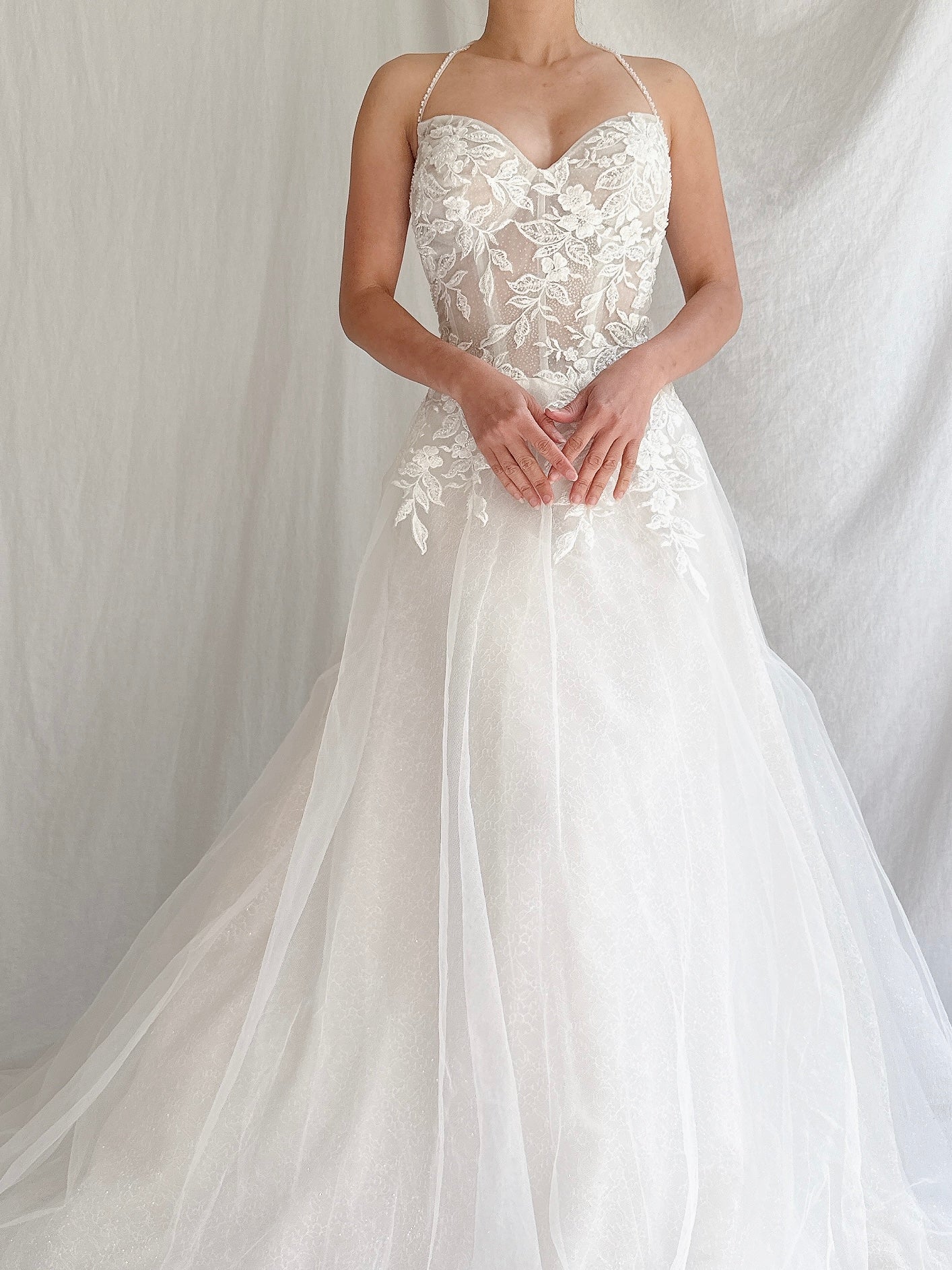 Beaded Tulle Bustier Gown - S/M