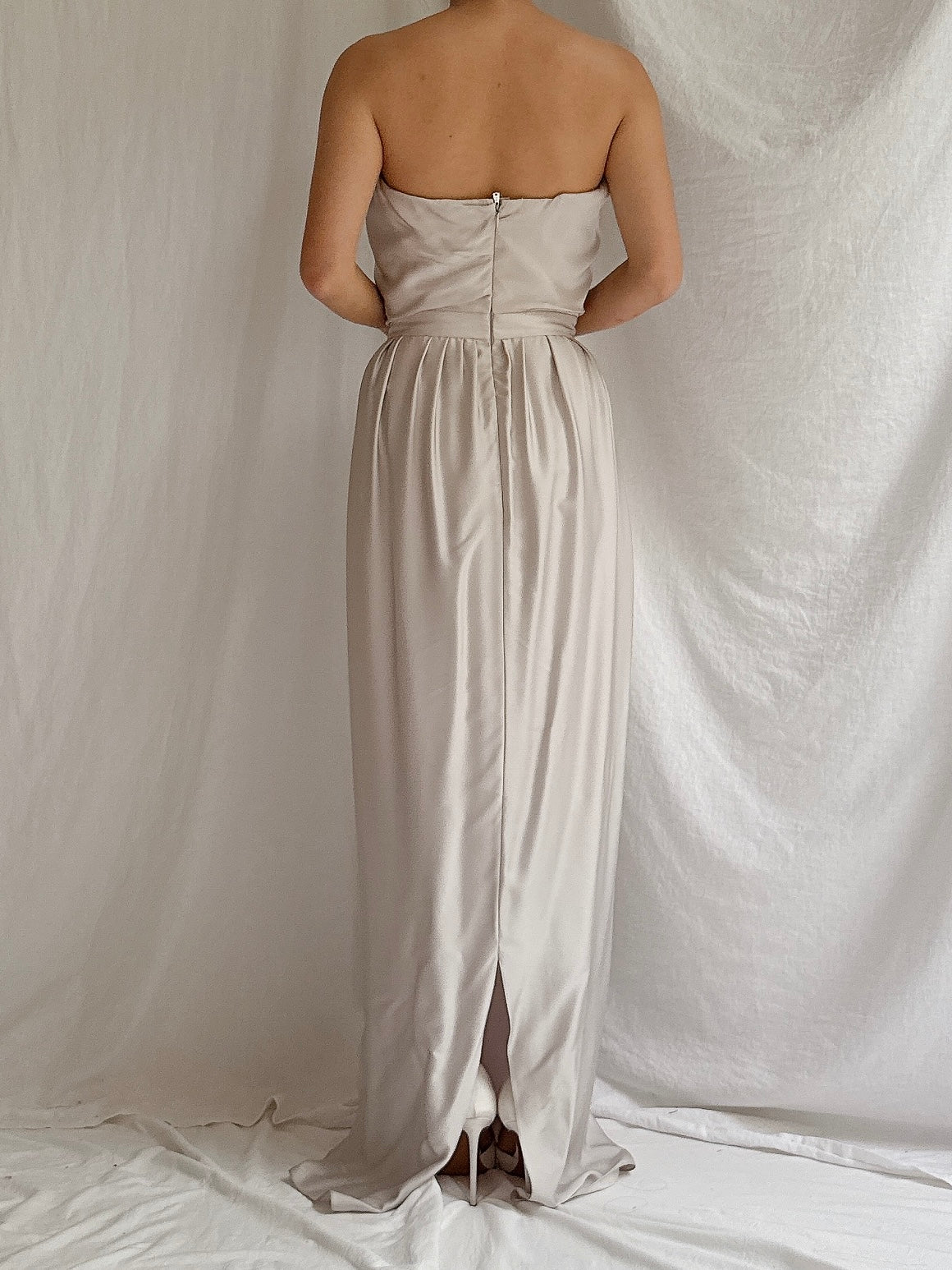 Vintage YSL Pewter Gray Silk Bustier Gown - XS/2