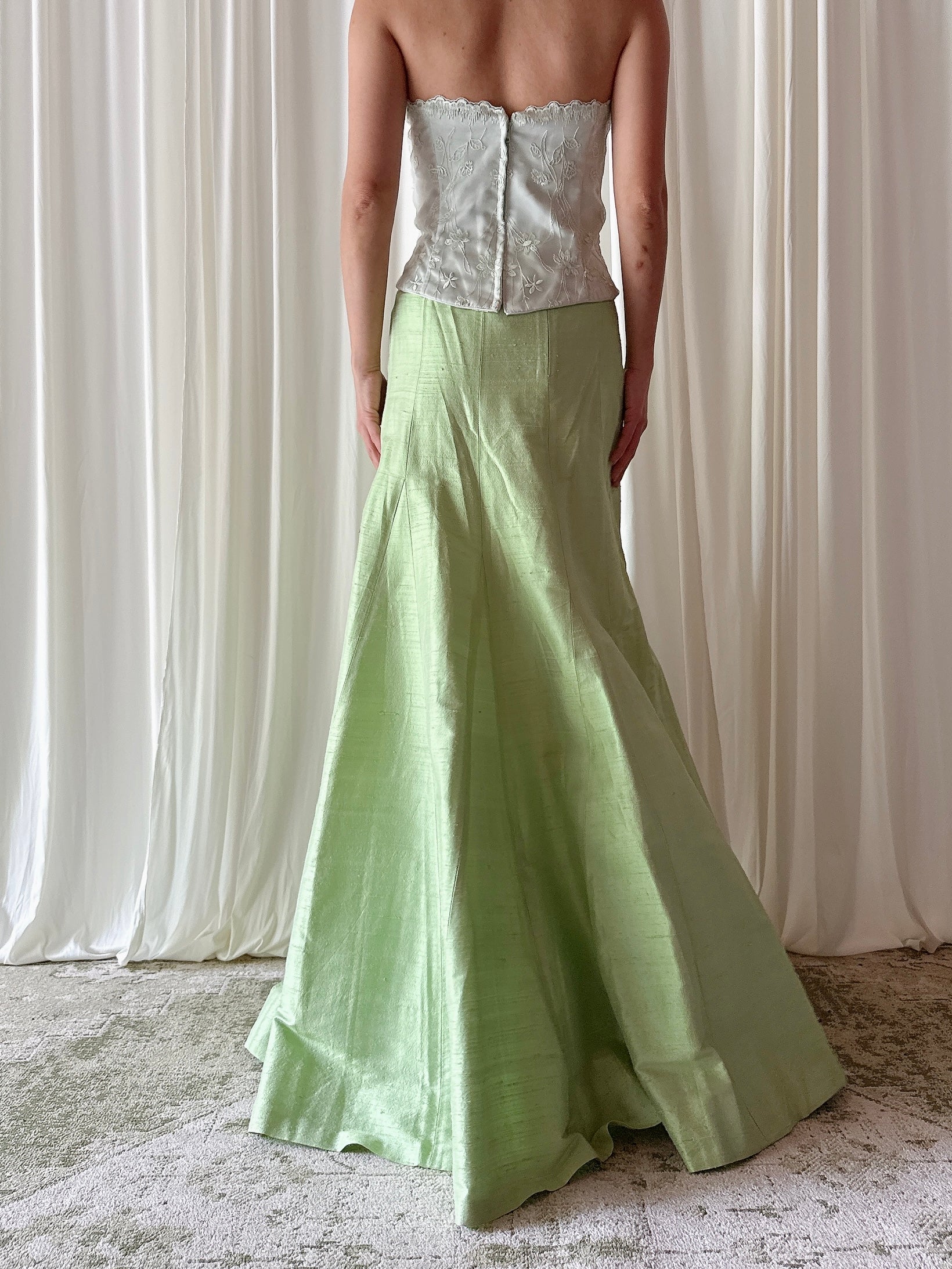 Vintage Paul Vasseur Green Skirt - 30W / Size 42