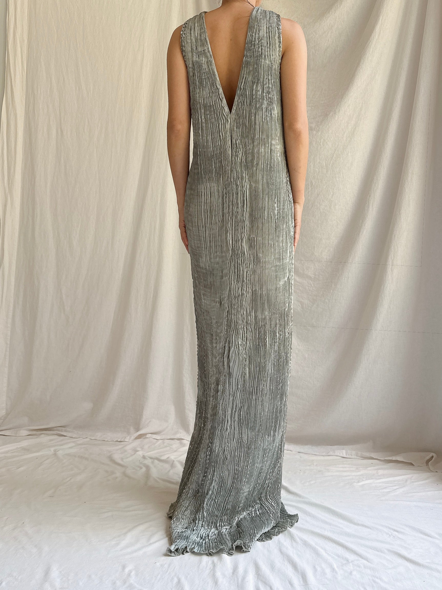 Vintage Patricia Lester Silk Pleated Dress - S-M