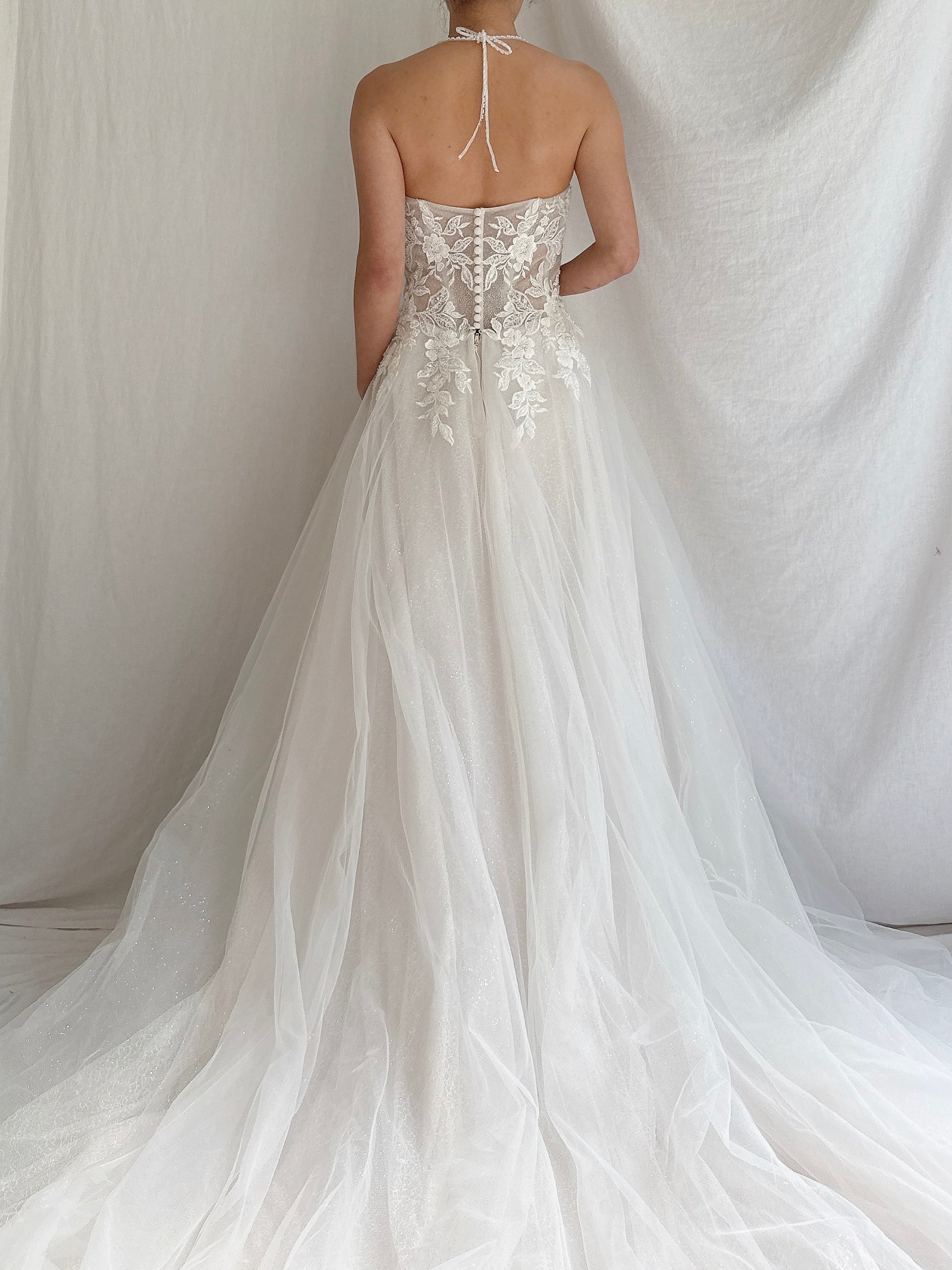 Beaded Tulle Bustier Gown - S/M