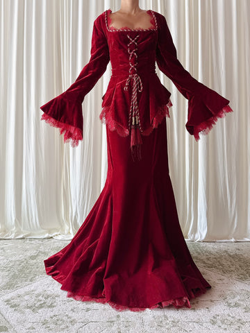 Vintage Red Velvet 2 Piece Set - 29W/38B