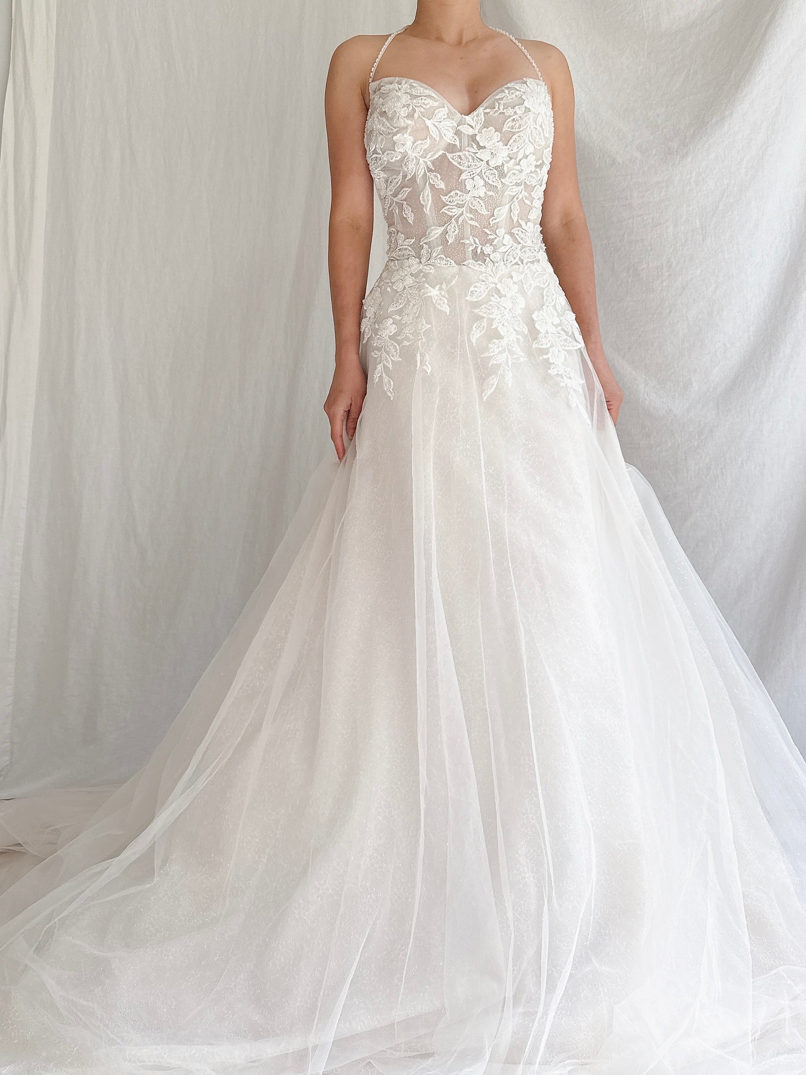 Beaded Tulle Bustier Gown - S/M