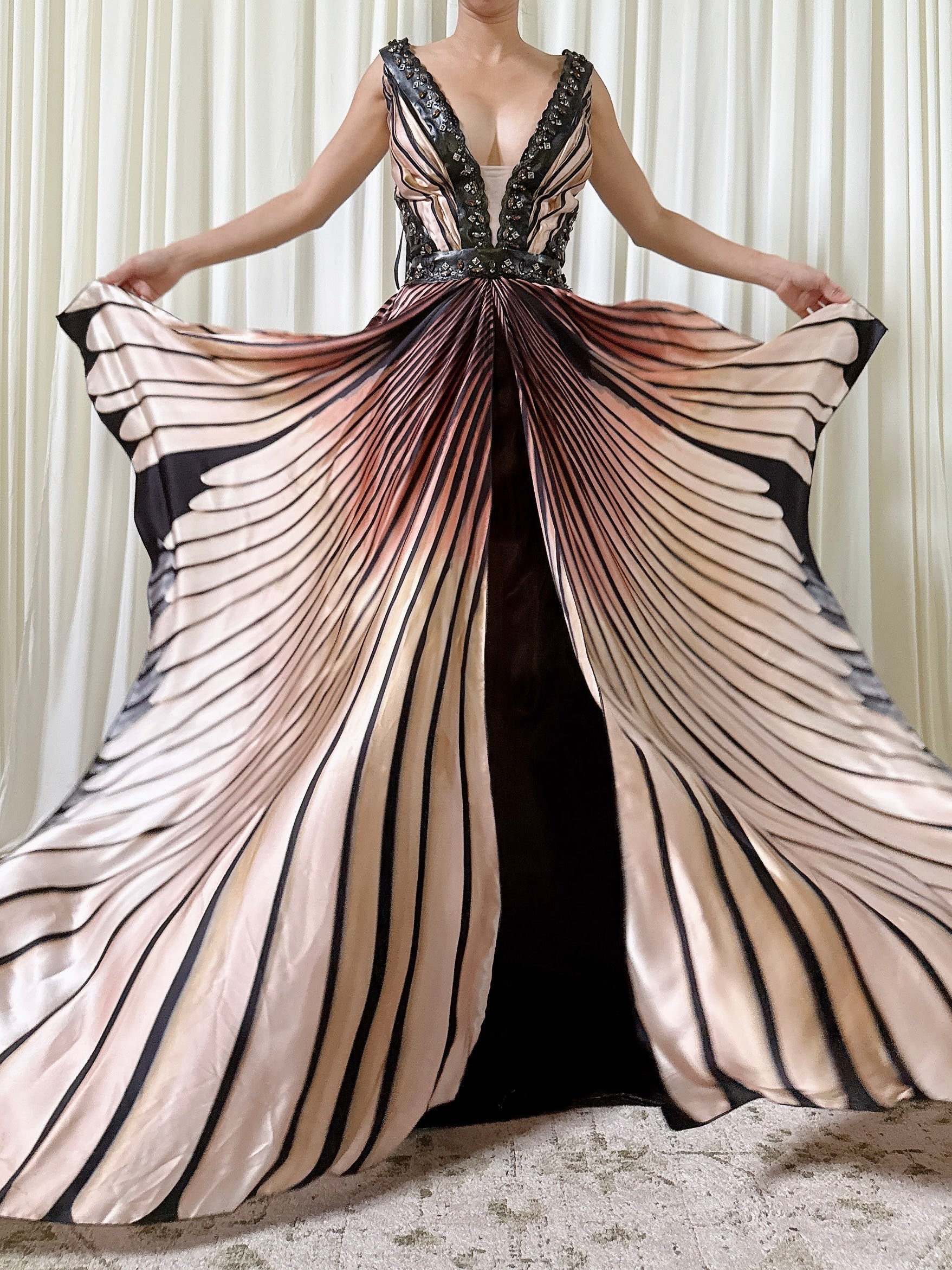 Vintage Silk Butterfly Dress - Size 12