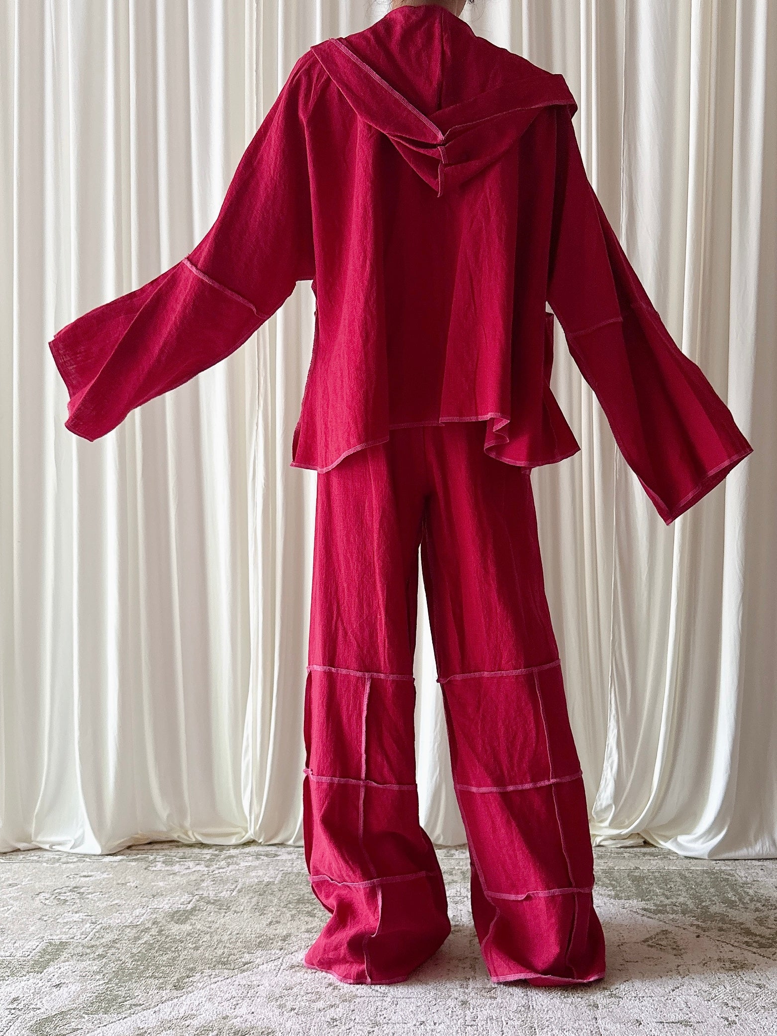 Vintage Benoit F. Red Linen 2 Piece Set - Size 3