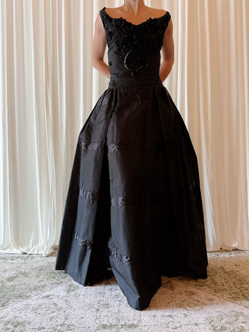 Vintage Fanaz Designs Black Silk Dress - Size FR 42
