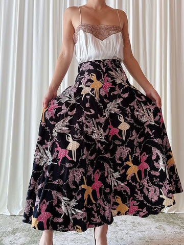Vintage Monica Paris Velvet Ballerina Skirt - Waist 33”