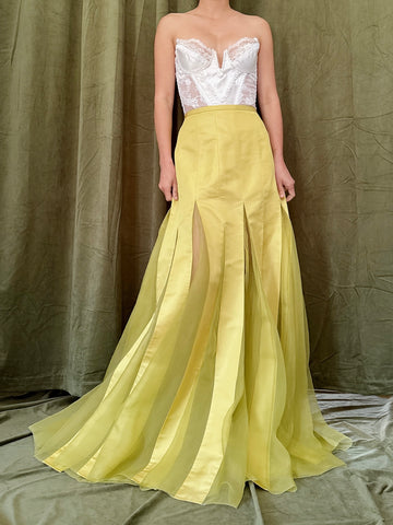 Vintage Chartreuse Cailan’D Silk Organza Skirt - M