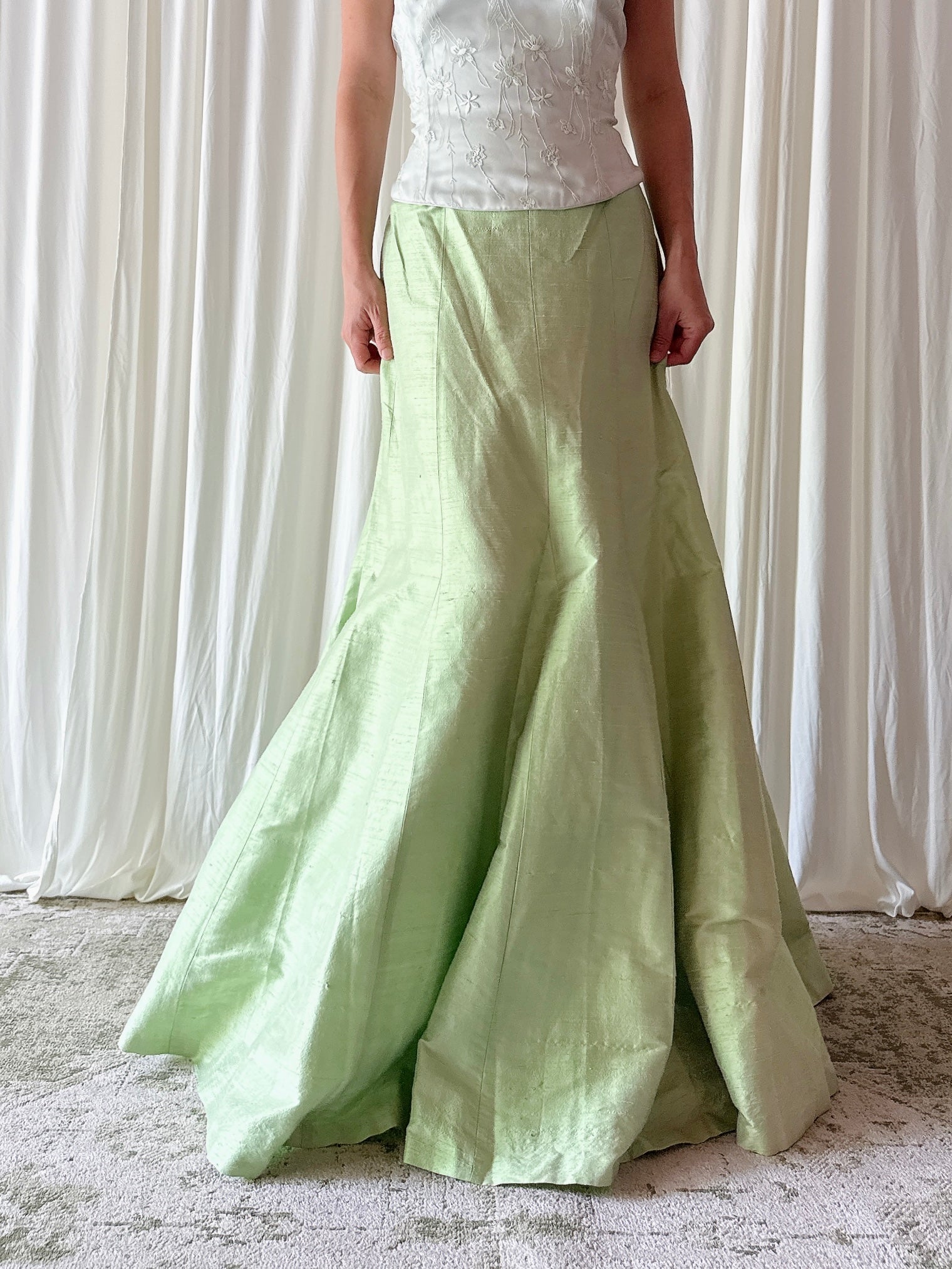 Vintage Paul Vasseur Green Skirt - 30W / Size 42