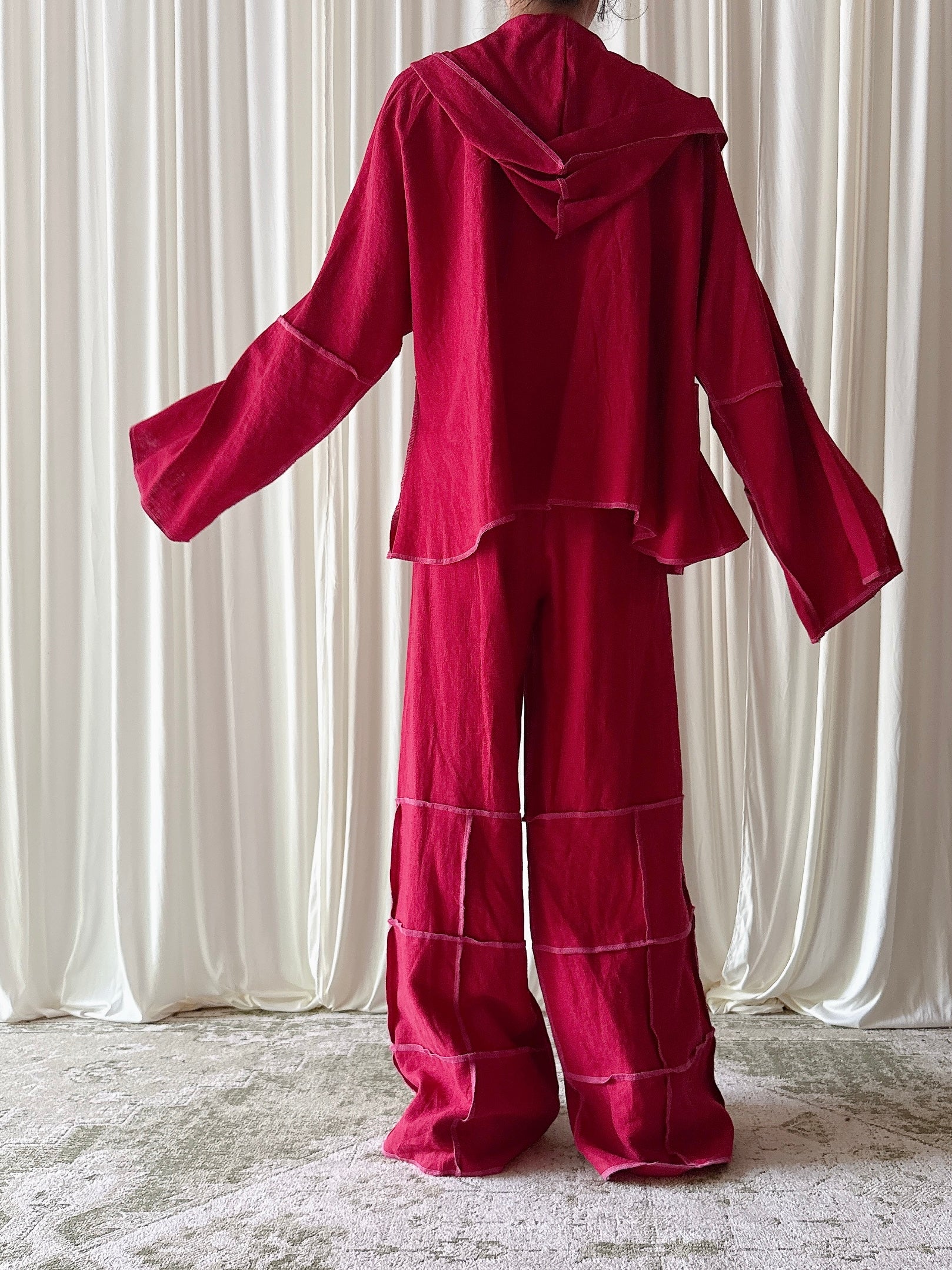 Vintage Benoit F. Red Linen 2 Piece Set - Size 3