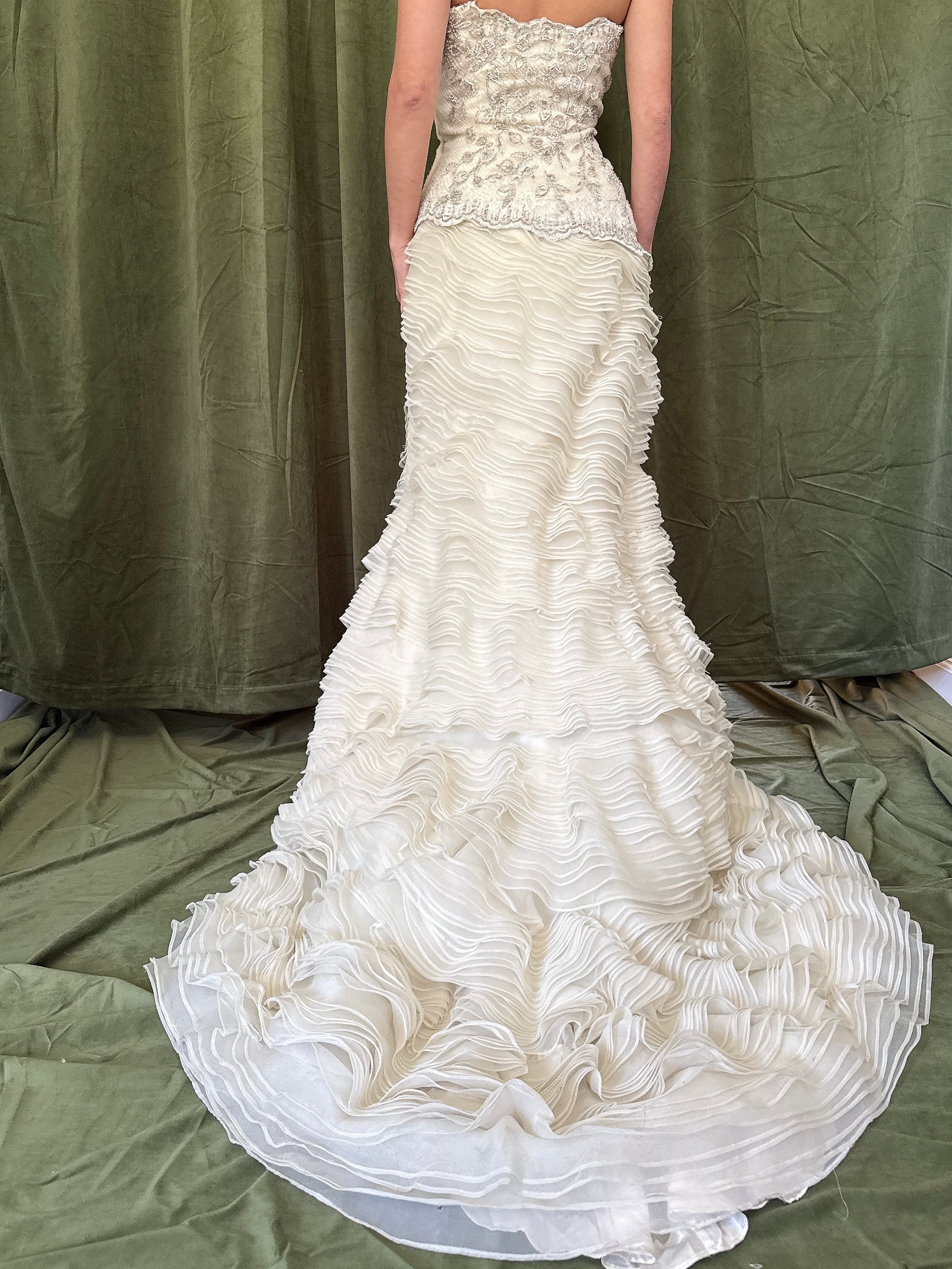Vintage Ruffle Organza Gown - M