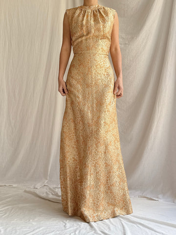 1960s Lurex Brocade Gown - S/M