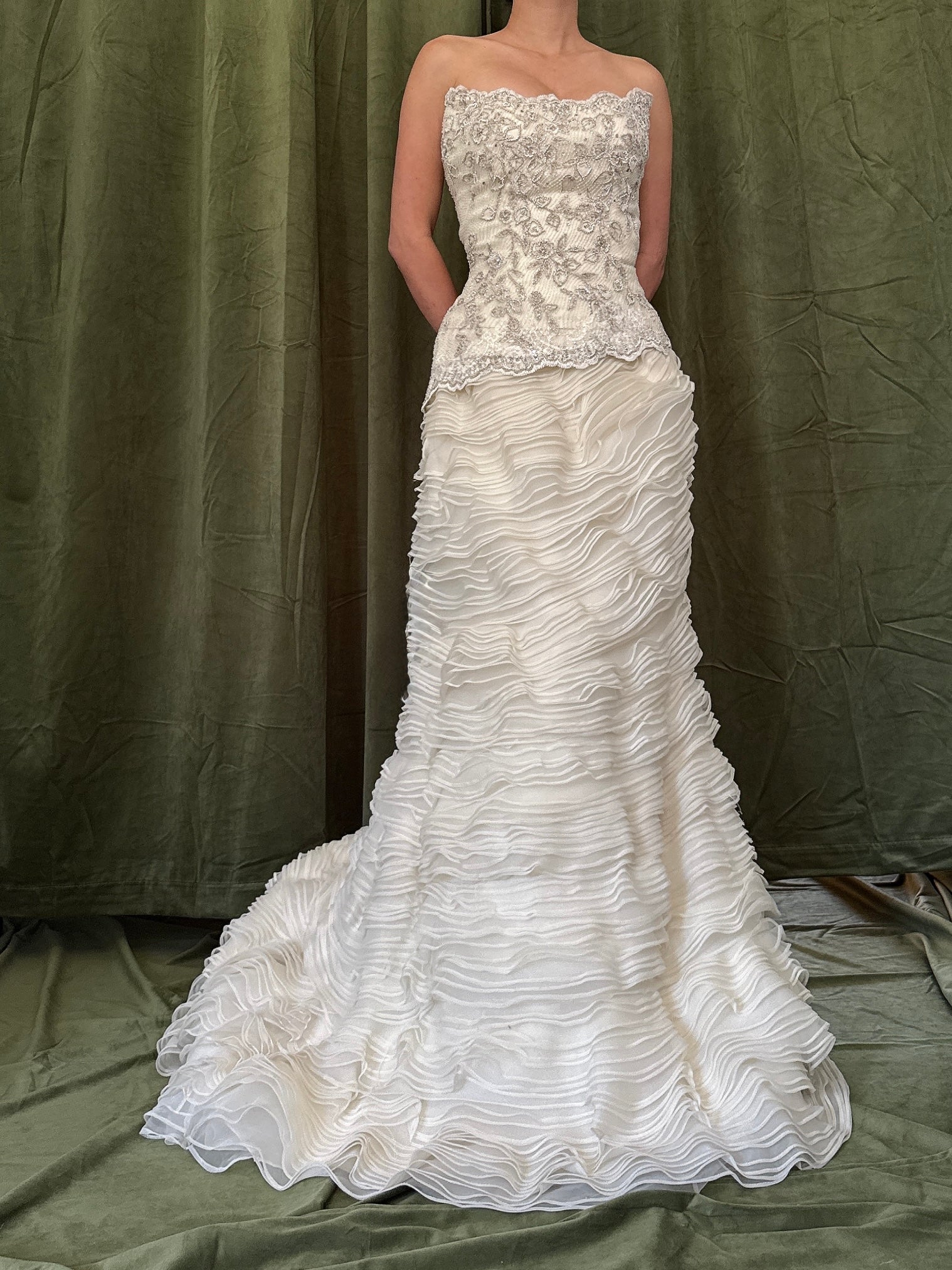 Vintage Ruffle Organza Gown - M