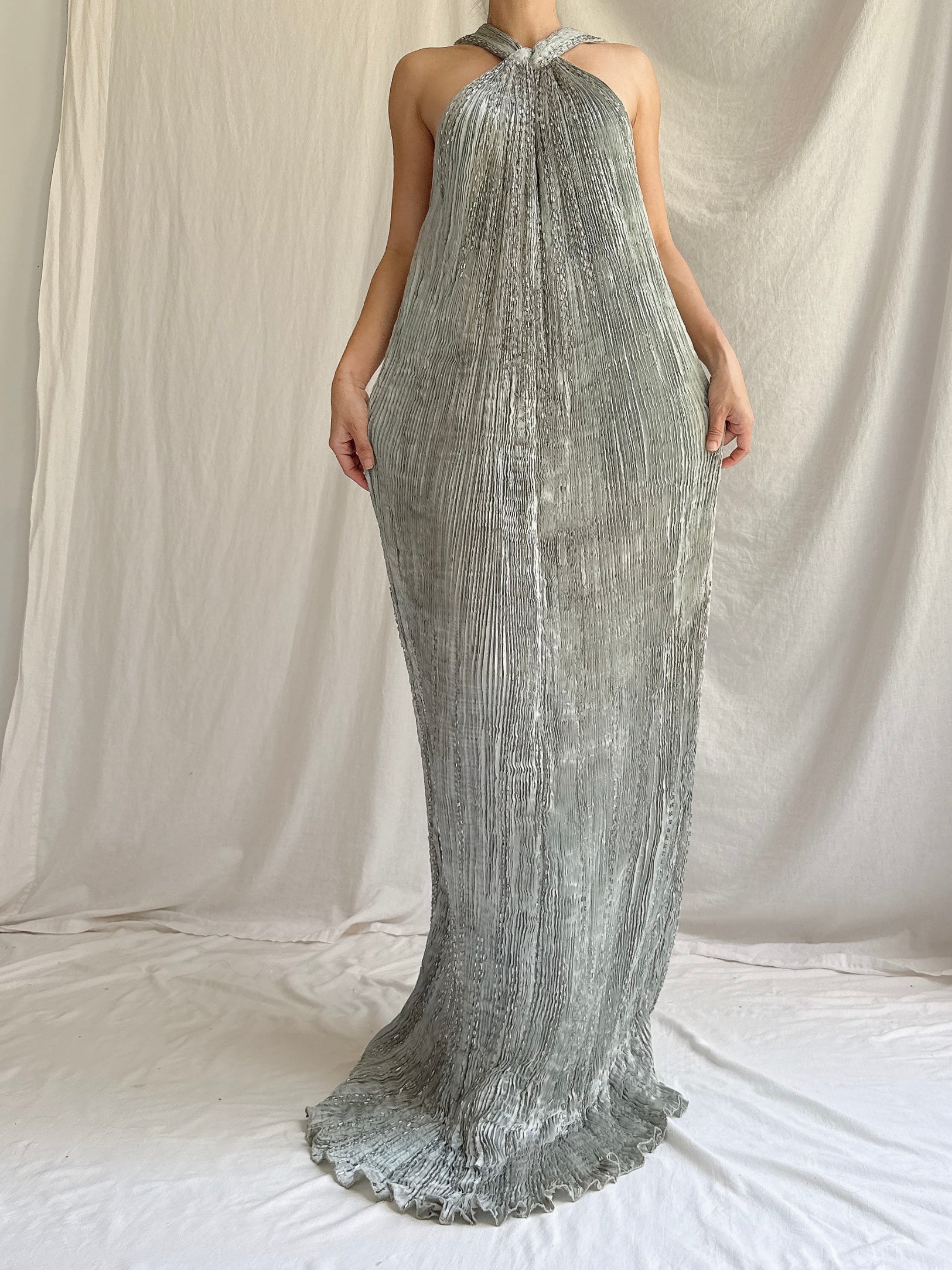 Vintage Patricia Lester Silk Pleated Dress - S-M