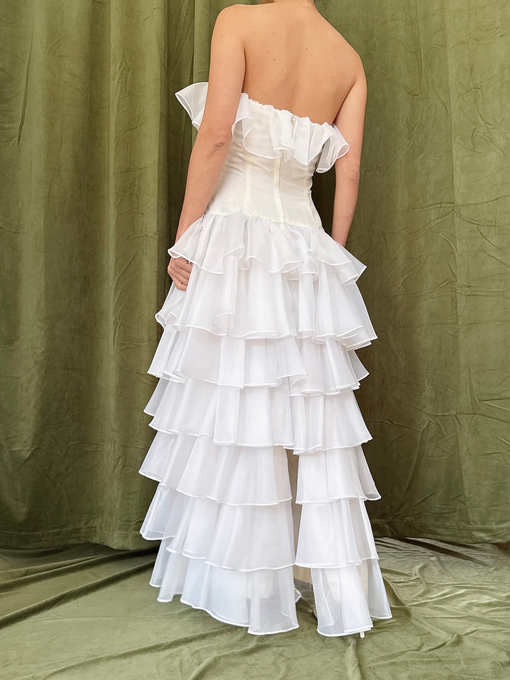 Vintage Strapless Tiered Dress - S/4