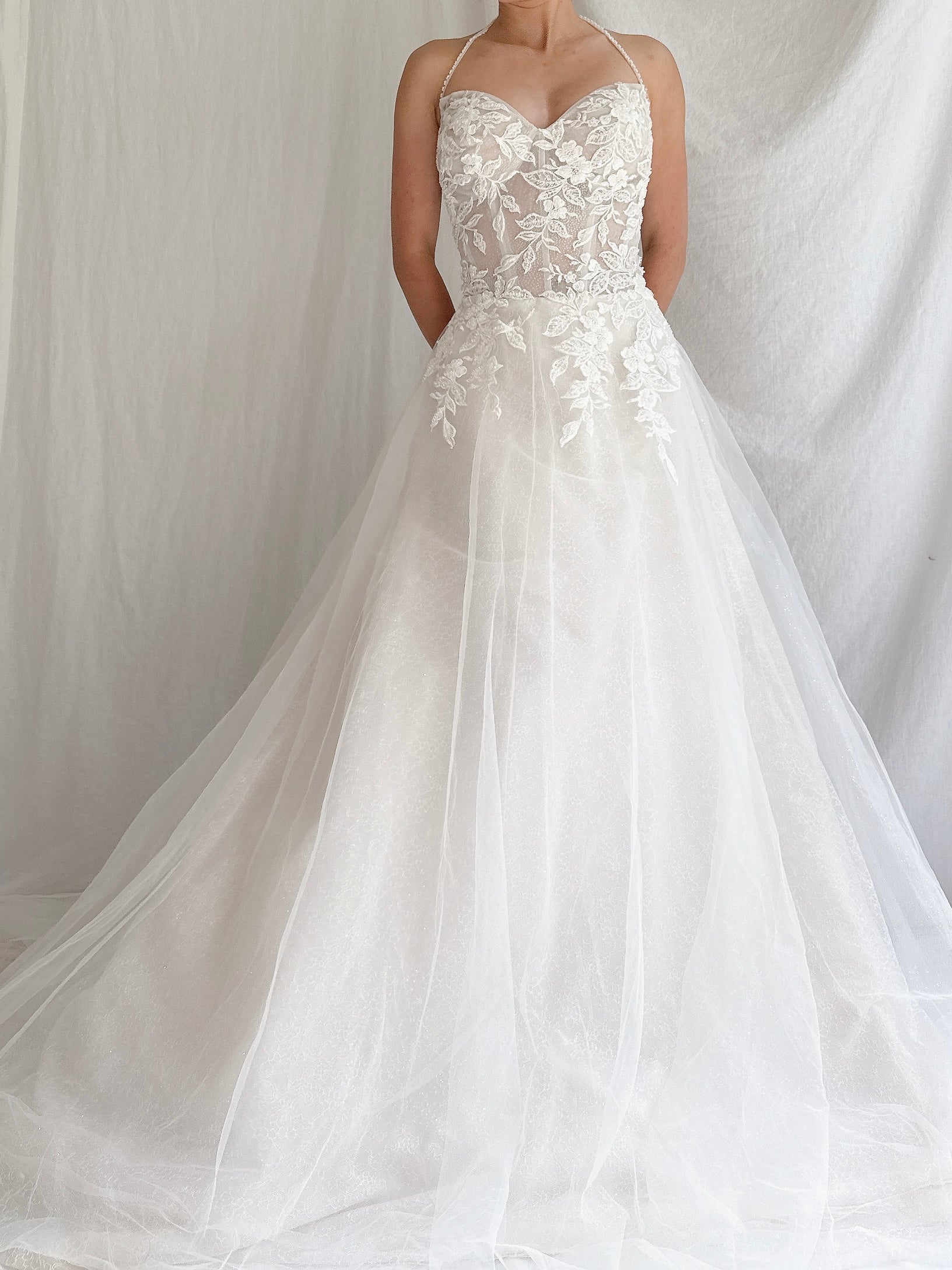 Beaded Tulle Bustier Gown - S/M