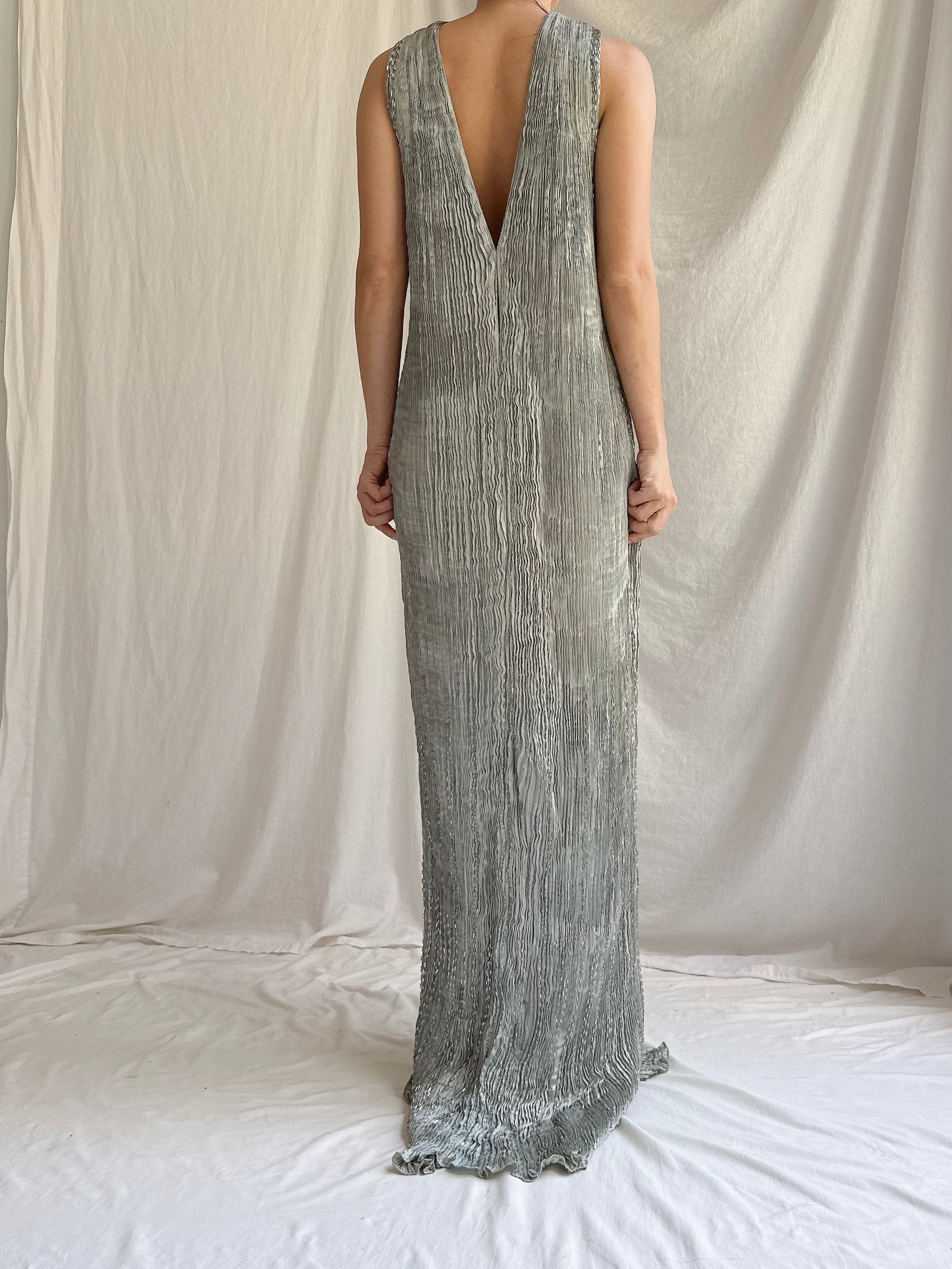 Vintage Patricia Lester Silk Pleated Dress - S-M