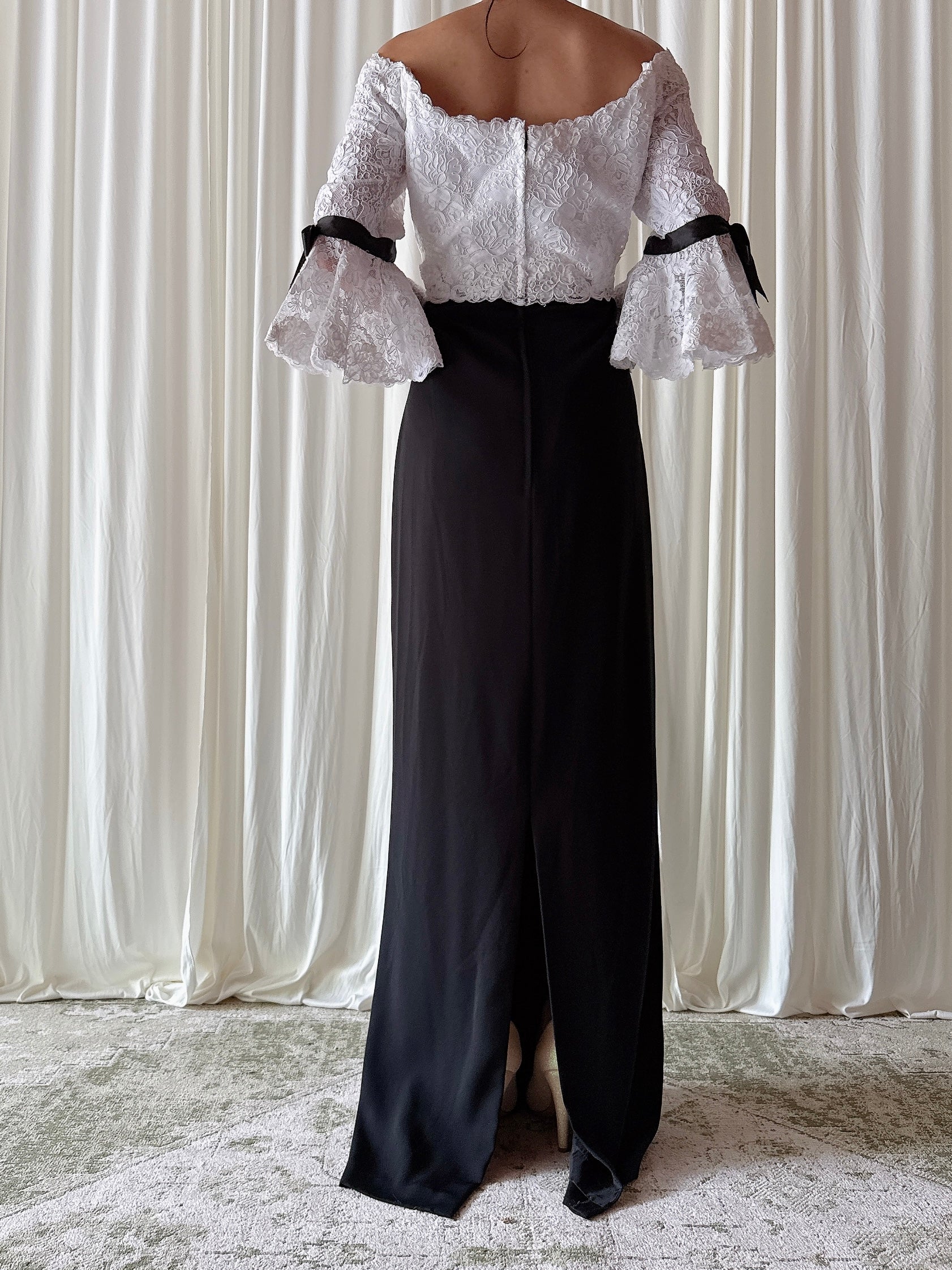 Vintage Belleville Sassoon Lace and Silk Rayon Bodice Dress - UK14