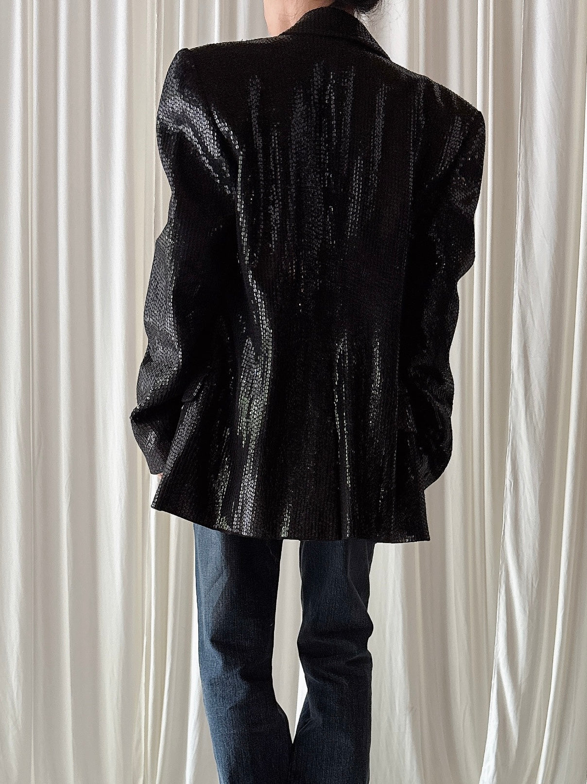 Vintage Jasper Conran Black Sequin Jacket - UK16