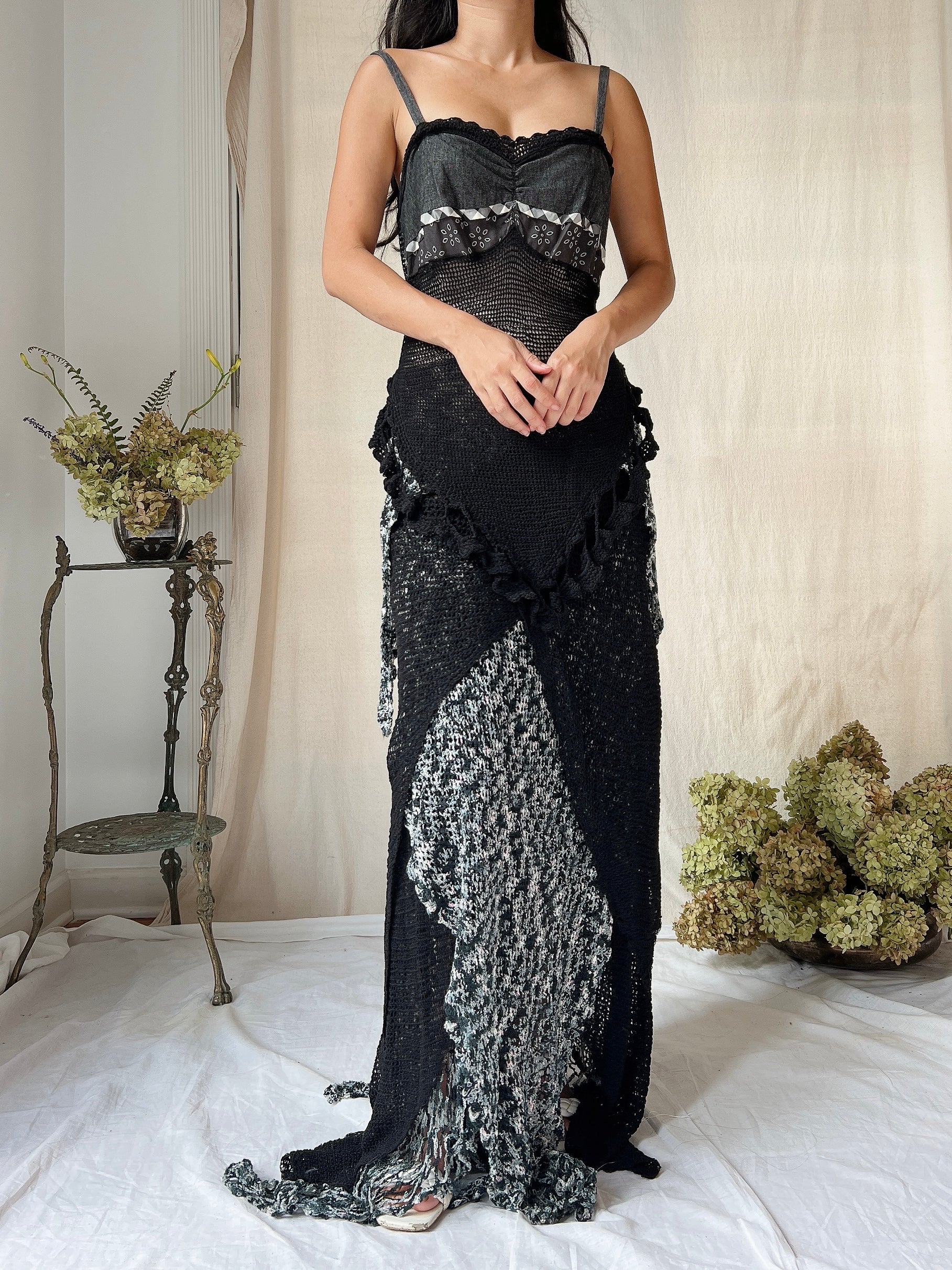 Vintage Handmade Crochet Gown - S