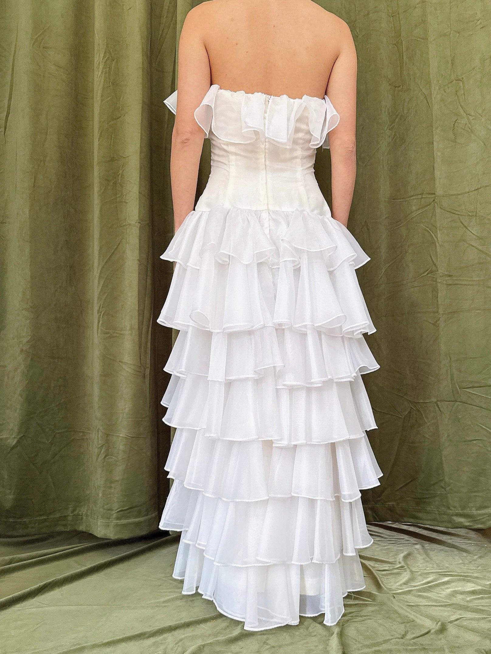 Vintage Strapless Tiered Dress - S/4