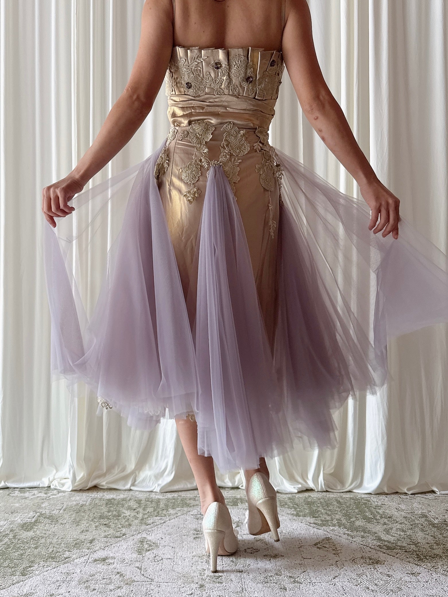 Vintage Gold Purple Metallic Dress - 38B/31W/45L