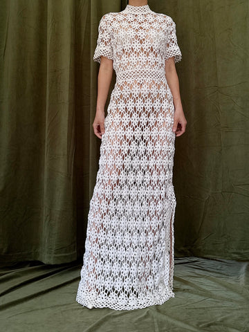 Vintage Sheer Crochet Dress - S