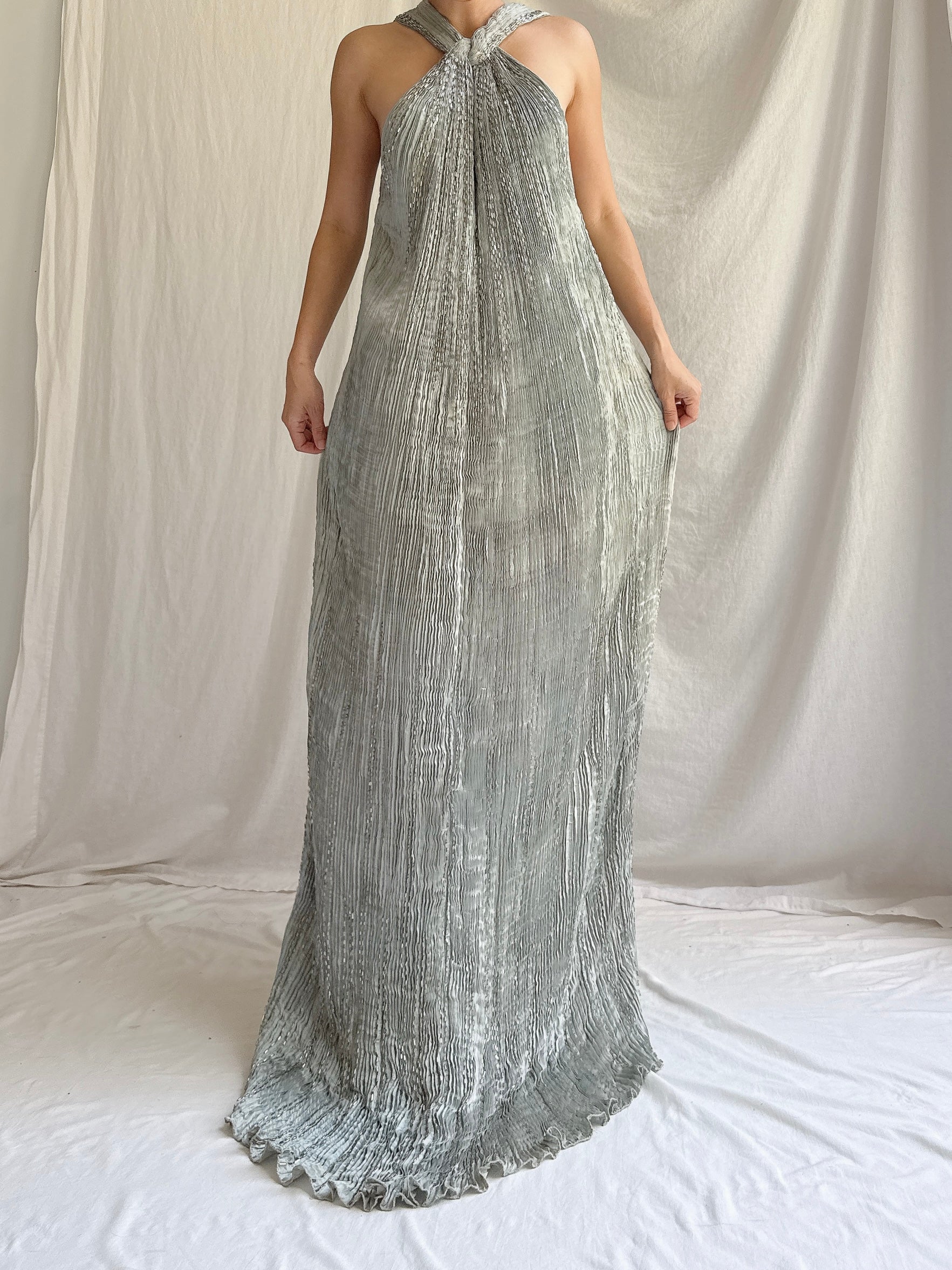 Vintage Patricia Lester Silk Pleated Dress - S-M
