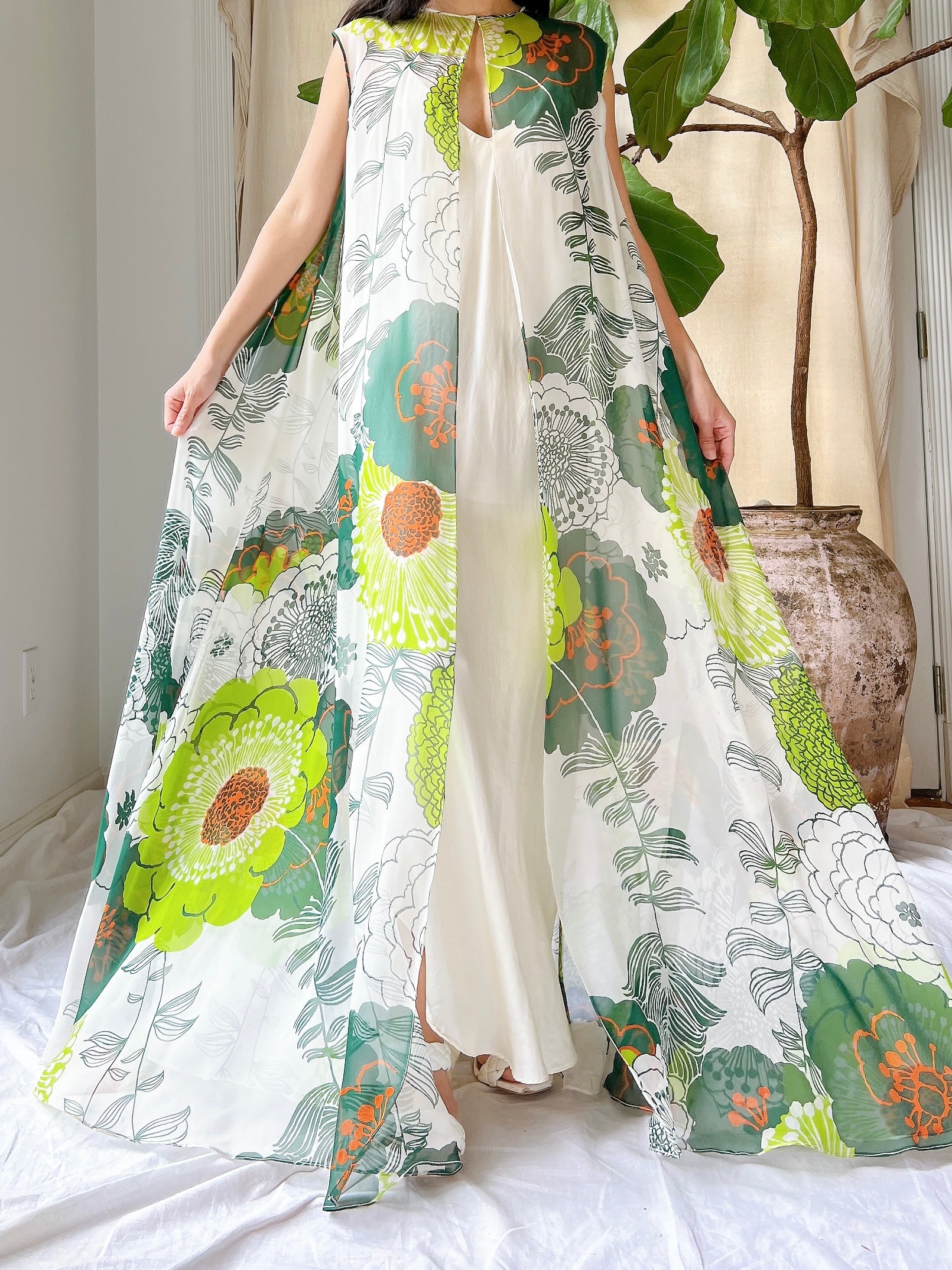 Vintage Silk Kaftan and Slip - M
