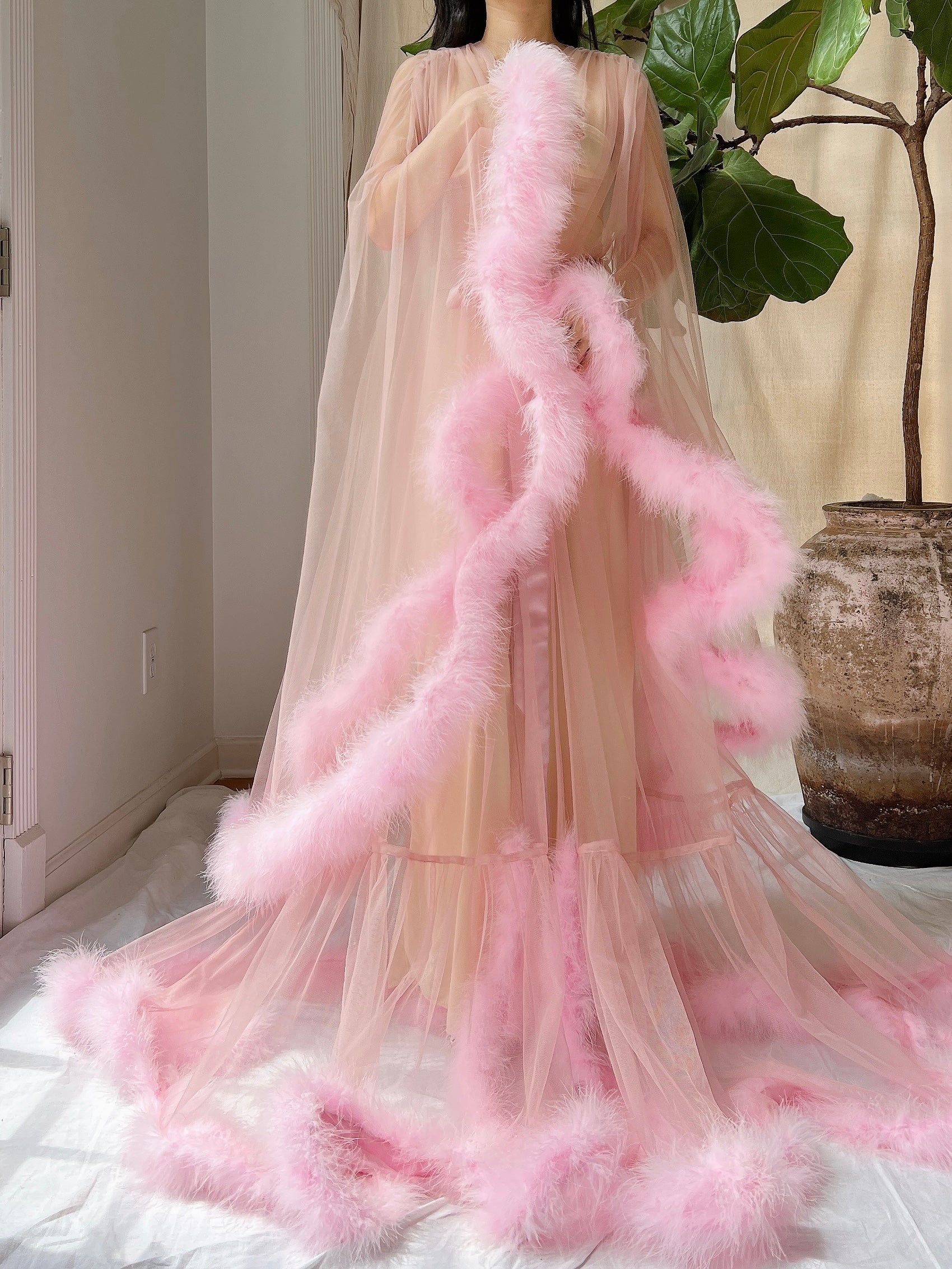 Marabou Tulle Dressing Gown - OSFM