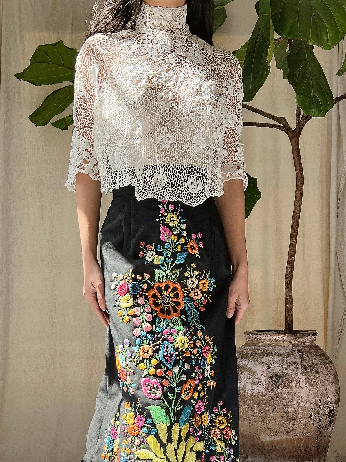 Antique Irish Lace Top - XS