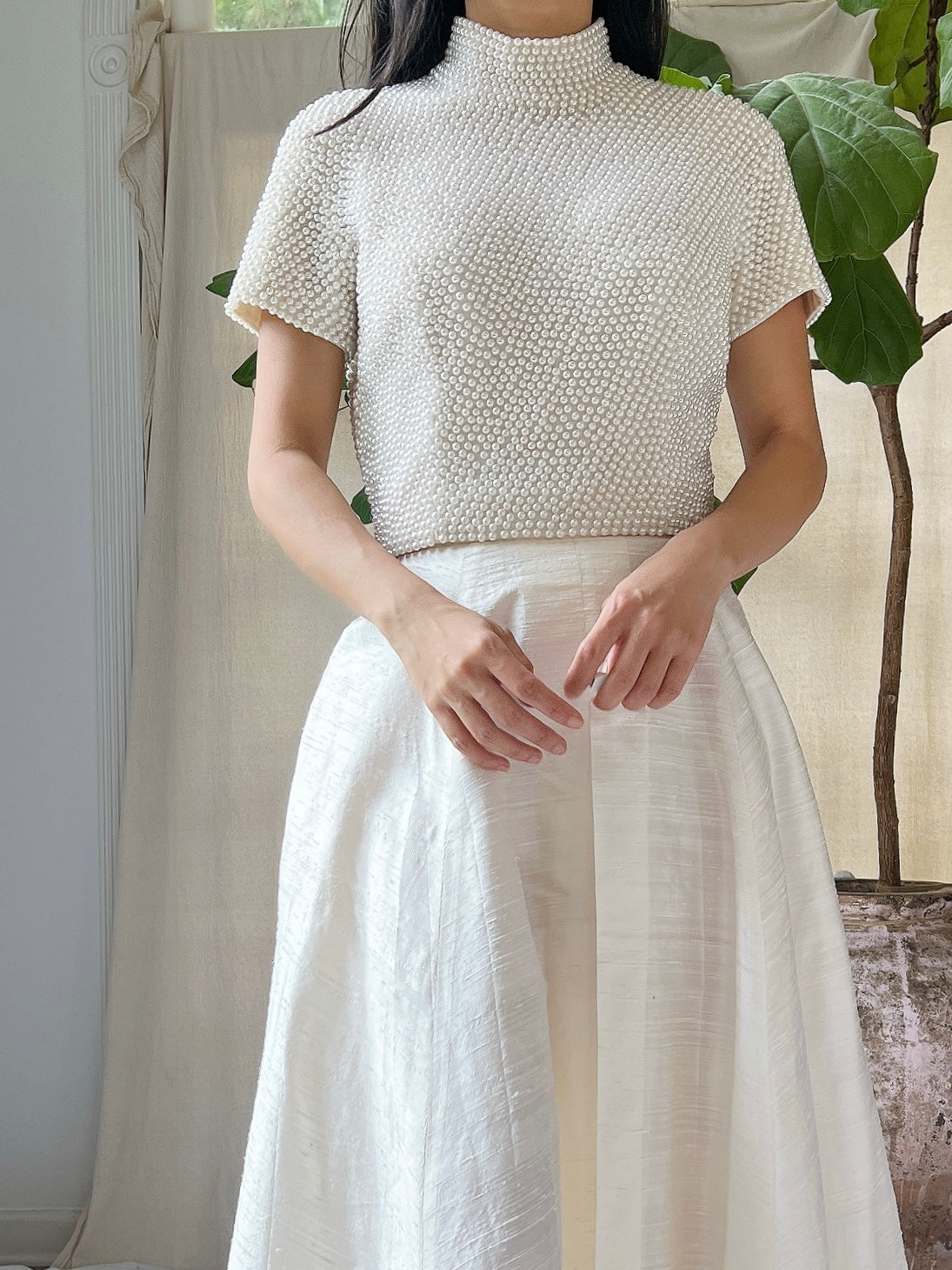 Vintage Pearl Beaded Top - XS
