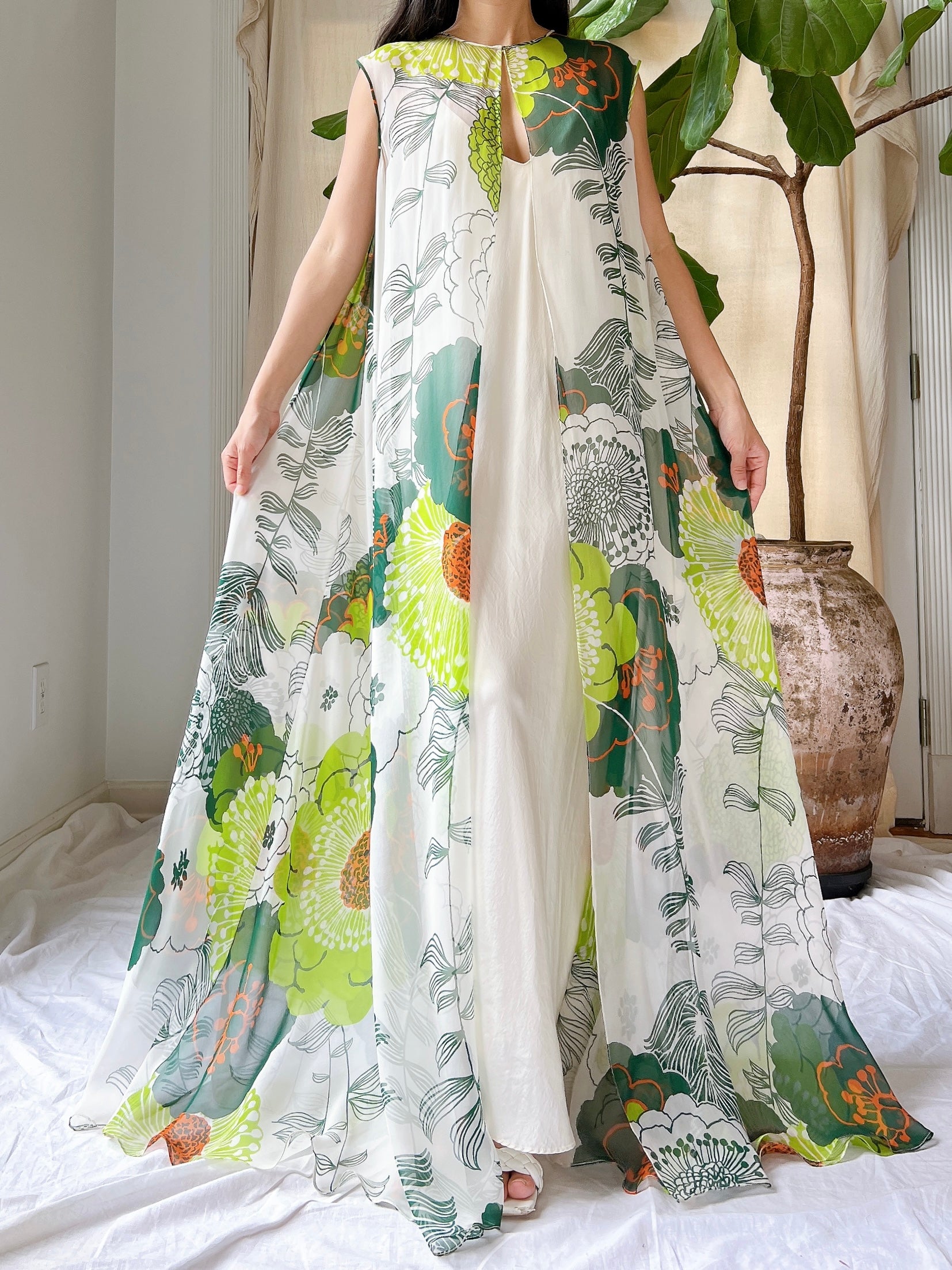 Vintage Silk Kaftan and Slip - M