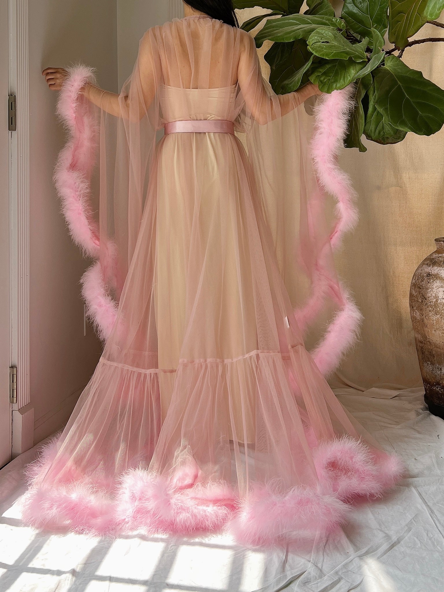 Marabou Tulle Dressing Gown - OSFM